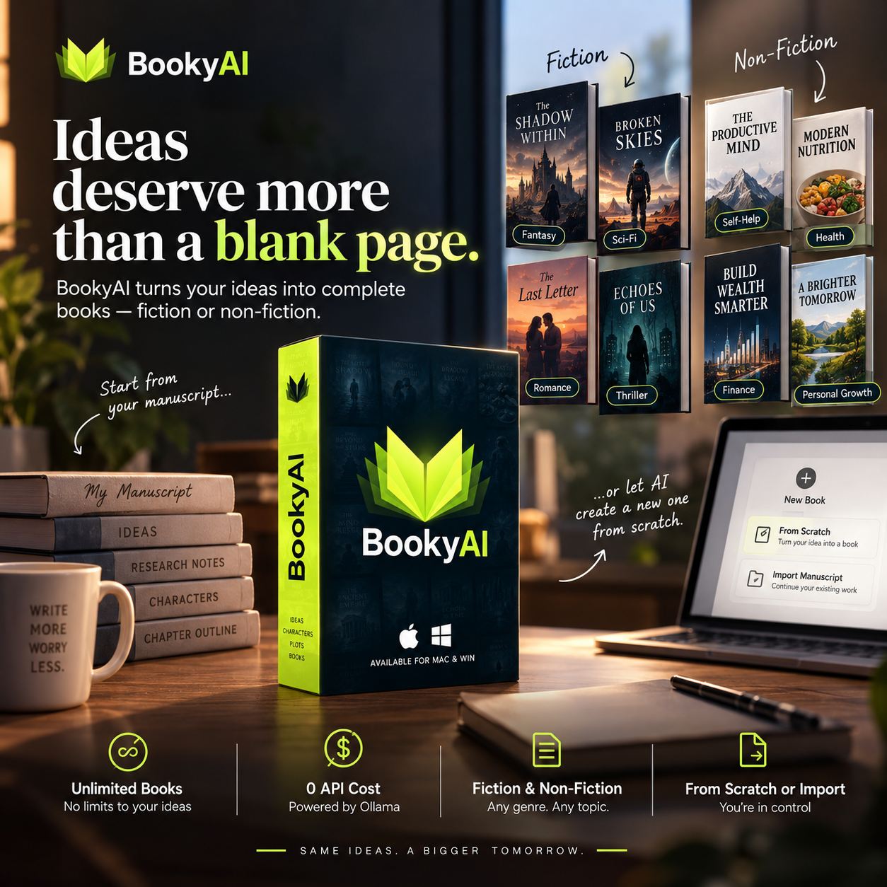 Bookyai - Autonomous Book Creation Pipeline Facebook ad: Your book, start to KDP-ready. One-time payment.