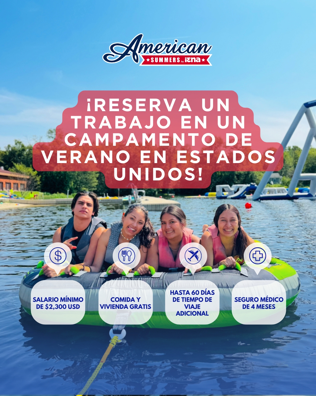 IENA - International Exchange of North America Facebook ad: ¡Los campamentos de verano en los Estados Unidos…