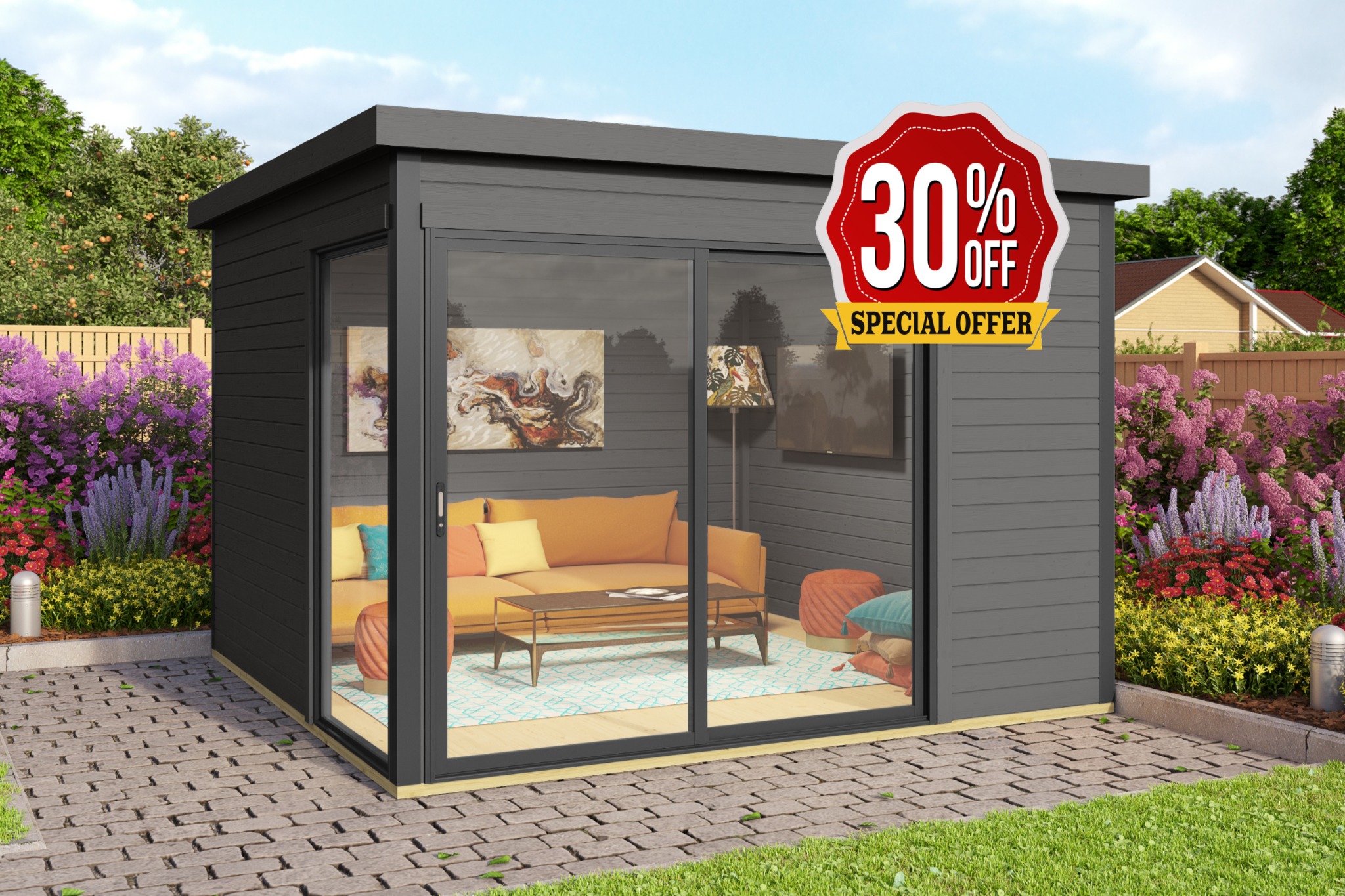 Coppola Cabins Facebook ad: Up to 30% OFF Selected Log Cabins!