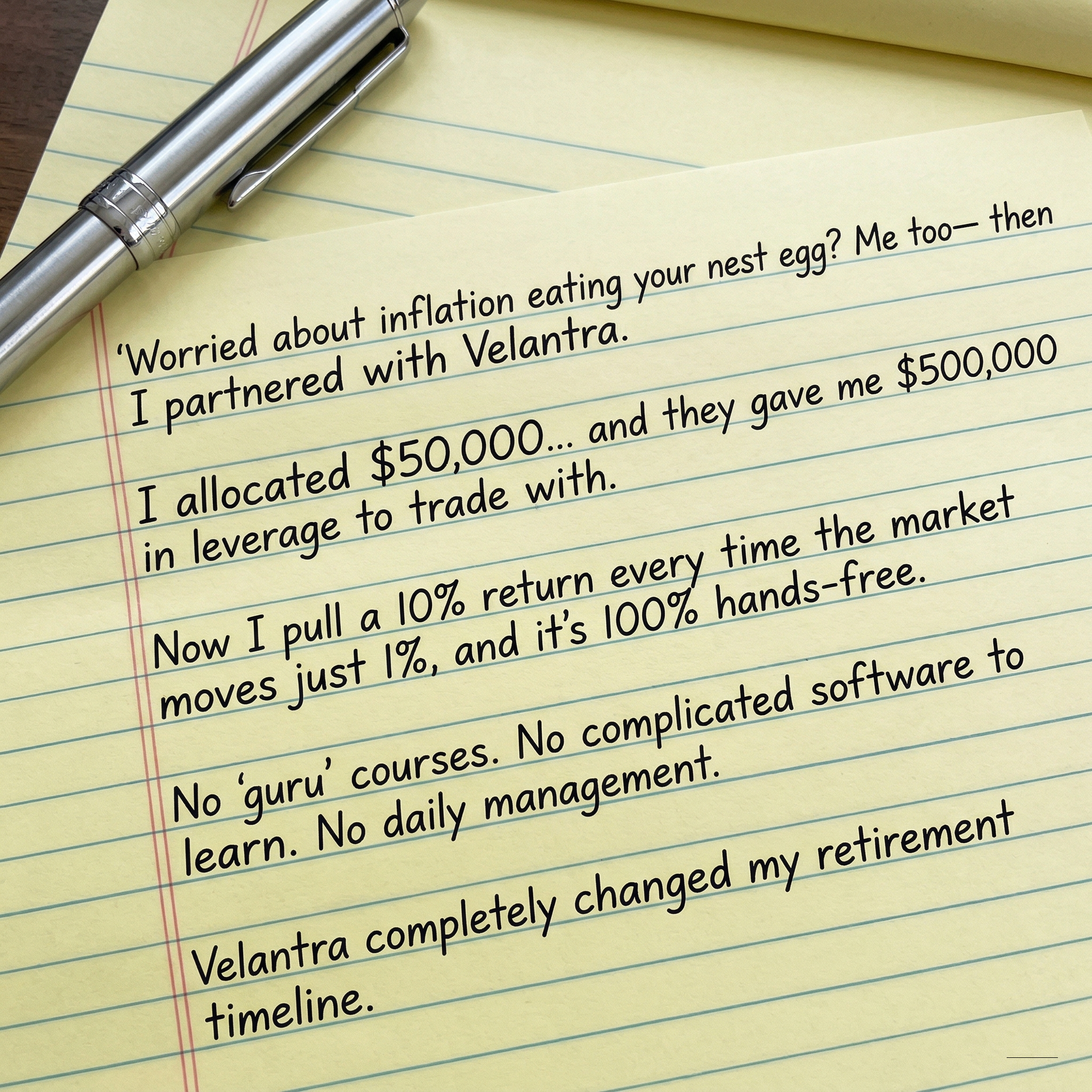 Velantra AI - 10x Leverage Facebook ad: Turn $5K Into $50K AI Automated Trading Power