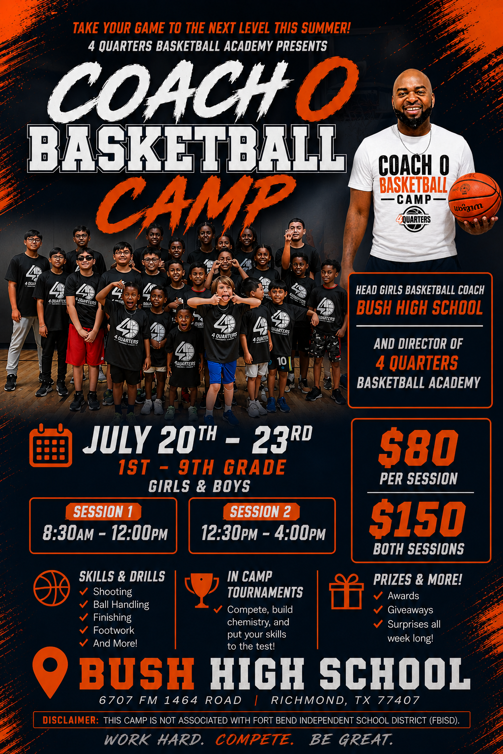 Lead Through Athletics Facebook ad: **COACH O BASKETBALL CAMP | JULY 20-23**