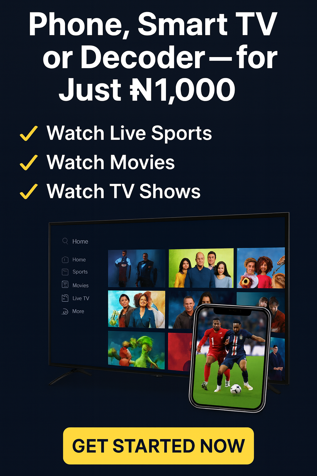 Skyflex TV Facebook ad: GET ACCESS TO 10,000 PREMIUM CHANNELS