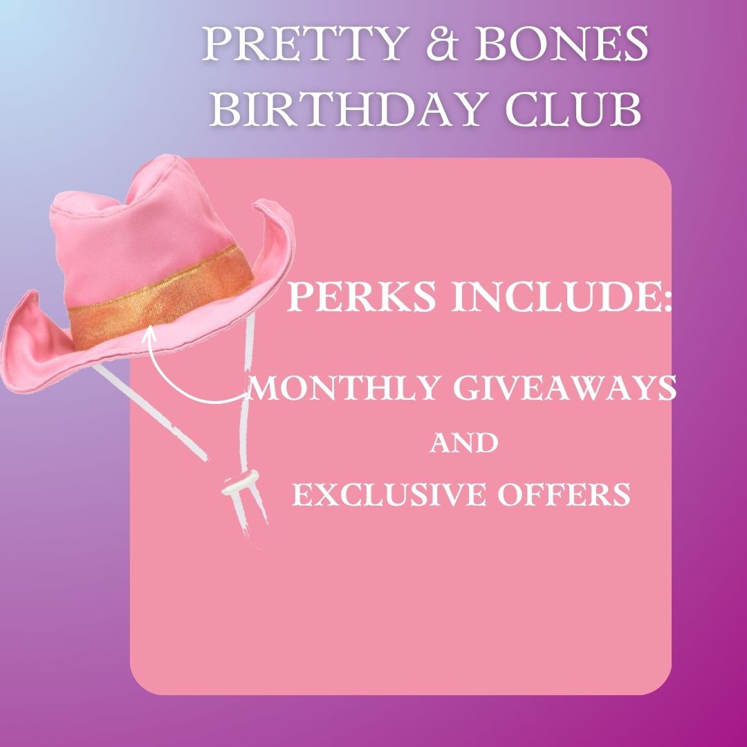 Pretty and Bones Facebook ad: Get perks like monthly giveaways and exclusive offers