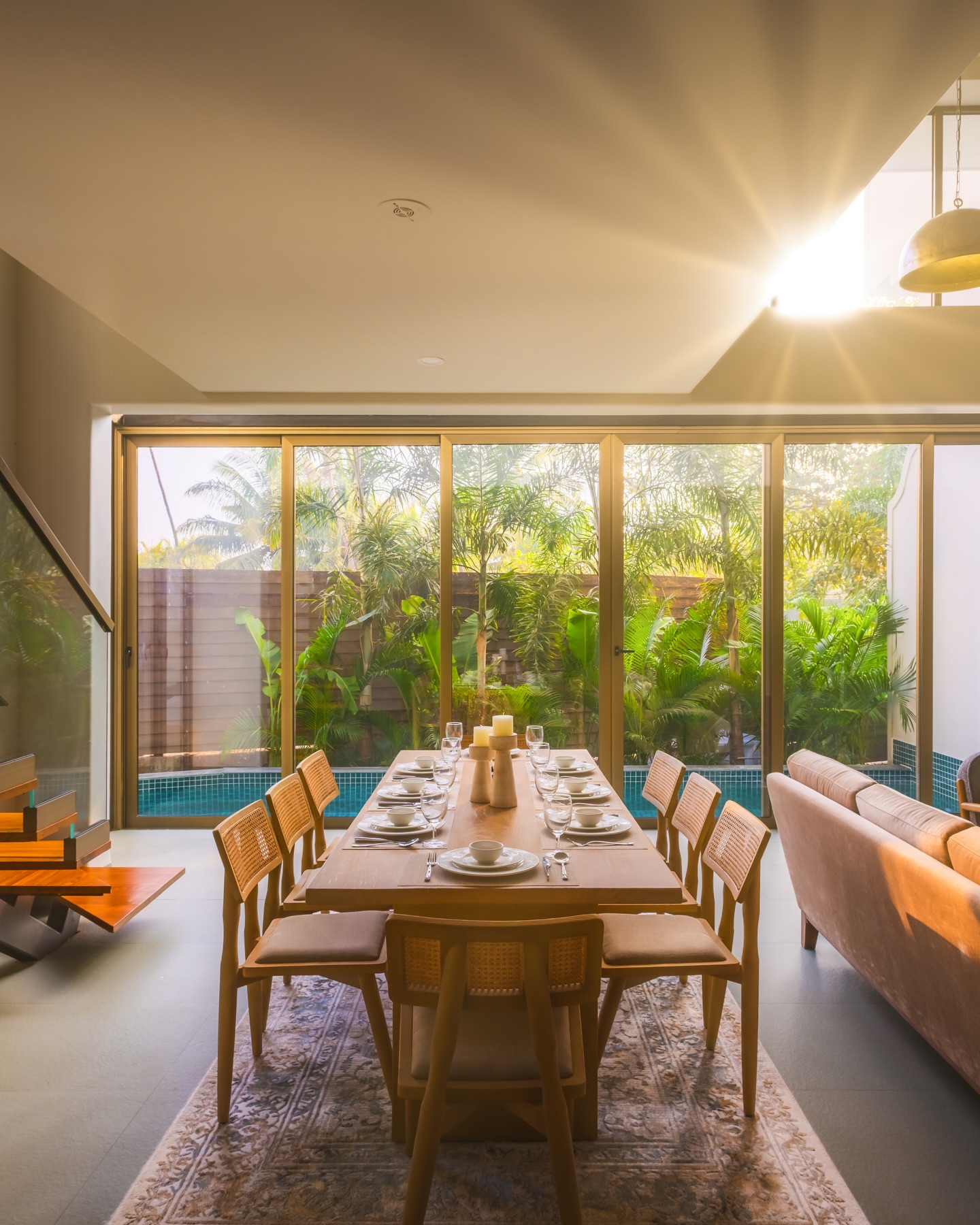 The Ten Goa Boutique Stay Facebook ad: unlit tables. Palm-lined views.
