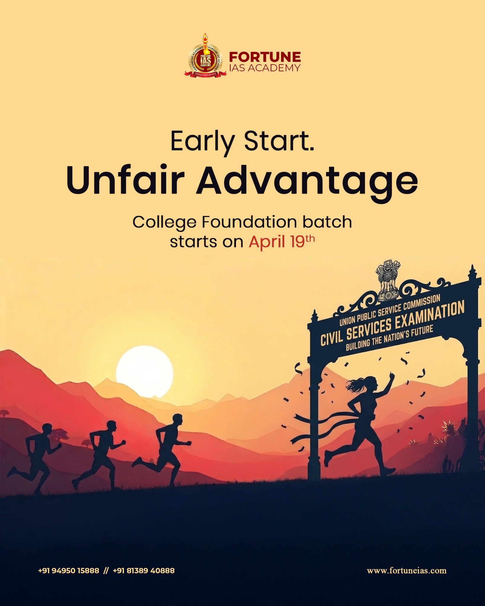Fortune IAS Academy Facebook ad: College Students’ Gateway to Civil Services, Apply Now