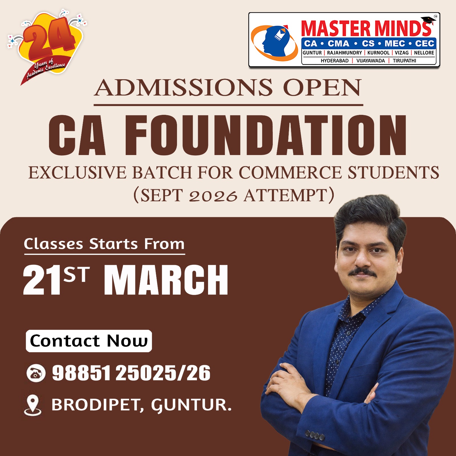 MASTERMINDS For CA Facebook ad: CA FOUNDATION REGULAR COACHING CLASSES DETAILS.