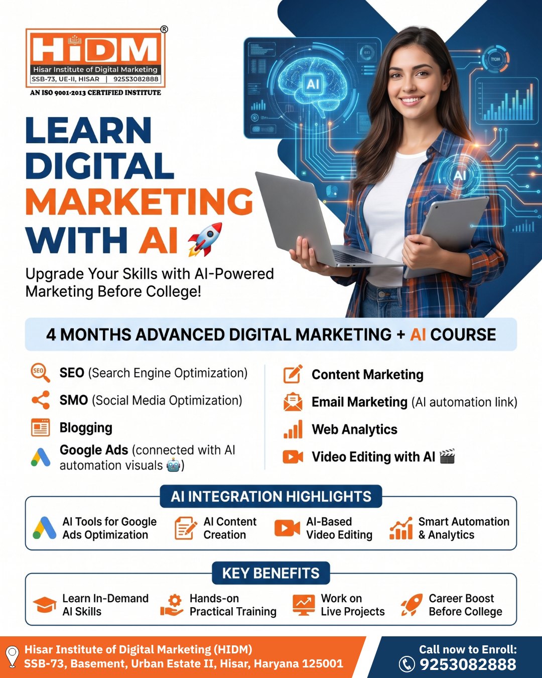 HIDM - Hisar Institute of Digital Marketing Facebook ad: Transform Your Career with AI Skills!