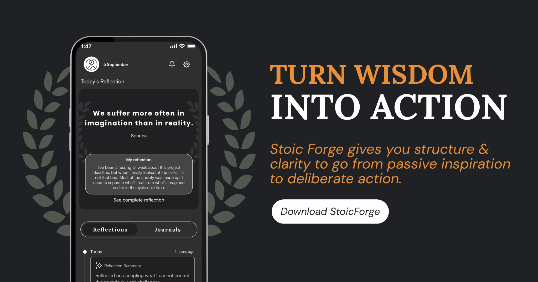 Stoic Forge Facebook ad: Forge your character daily