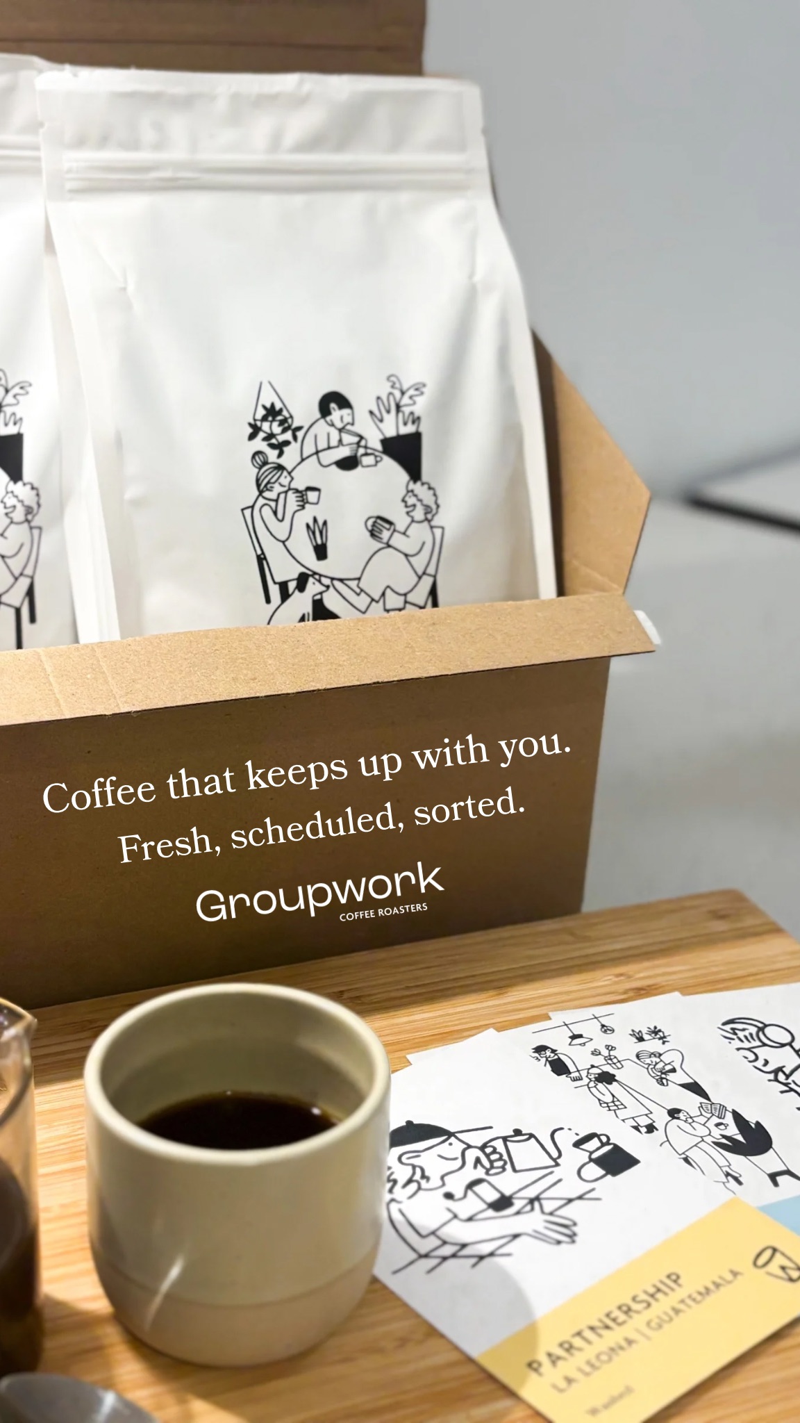 Groupwork Coffee Facebook ad: Never Run Out of Coffee