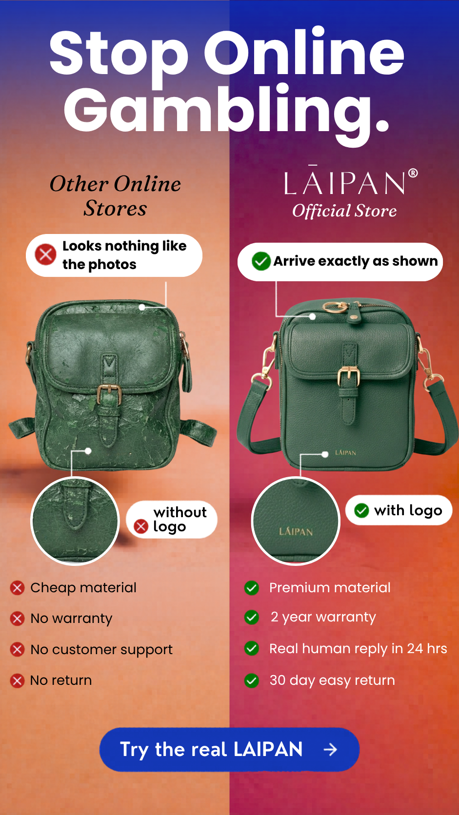 Laipan Facebook ad: 45% discount + free shipping
