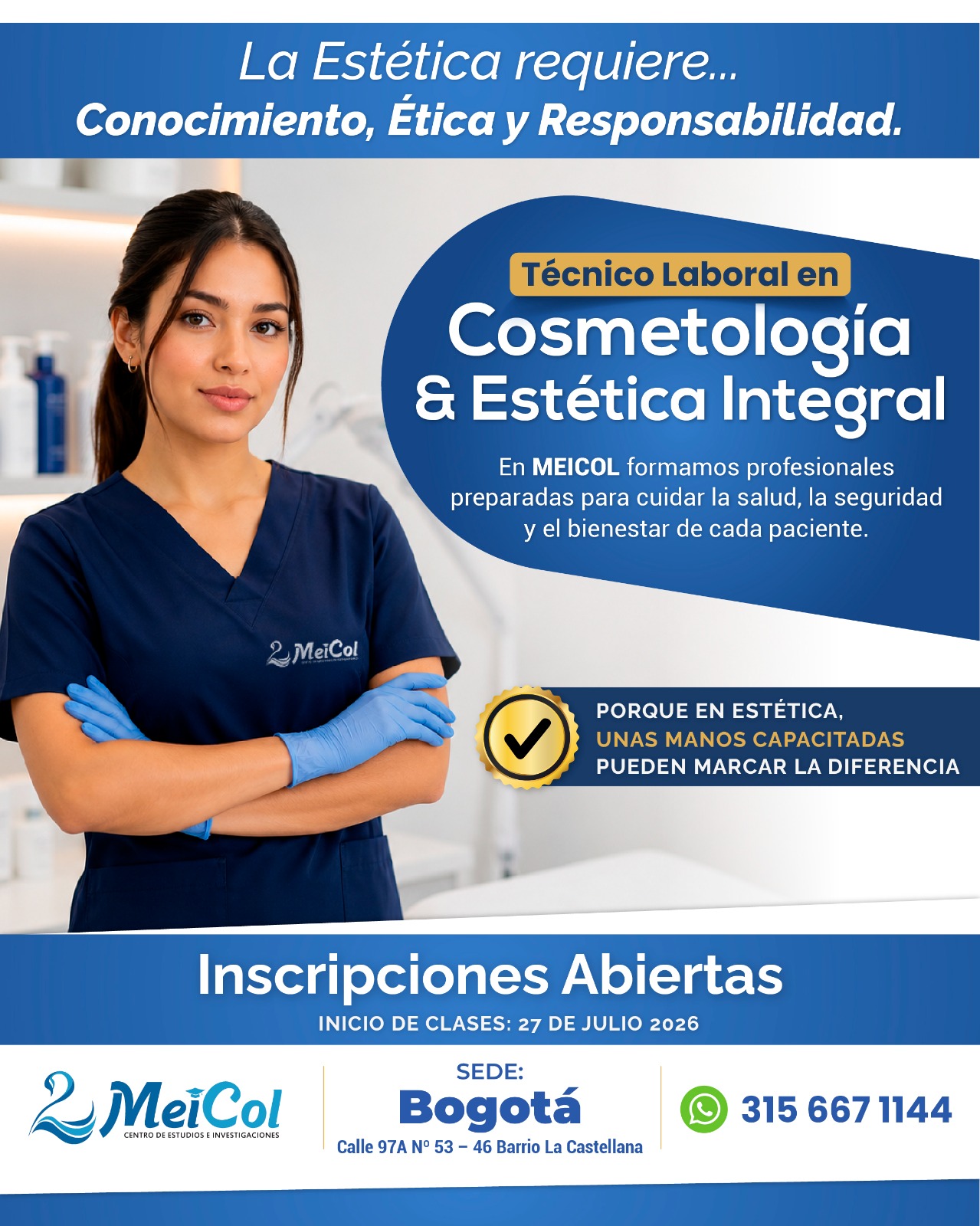 Meicol Educación. Facebook ad: !MATRICULAS¡ ESTETICA INTEGRAL