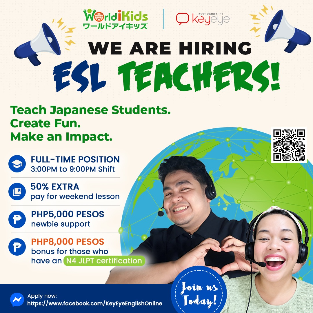 Keyeye English Facebook ad: 【URGENT HIRING FOR HOME BASED ENGLISH TUTORS!】