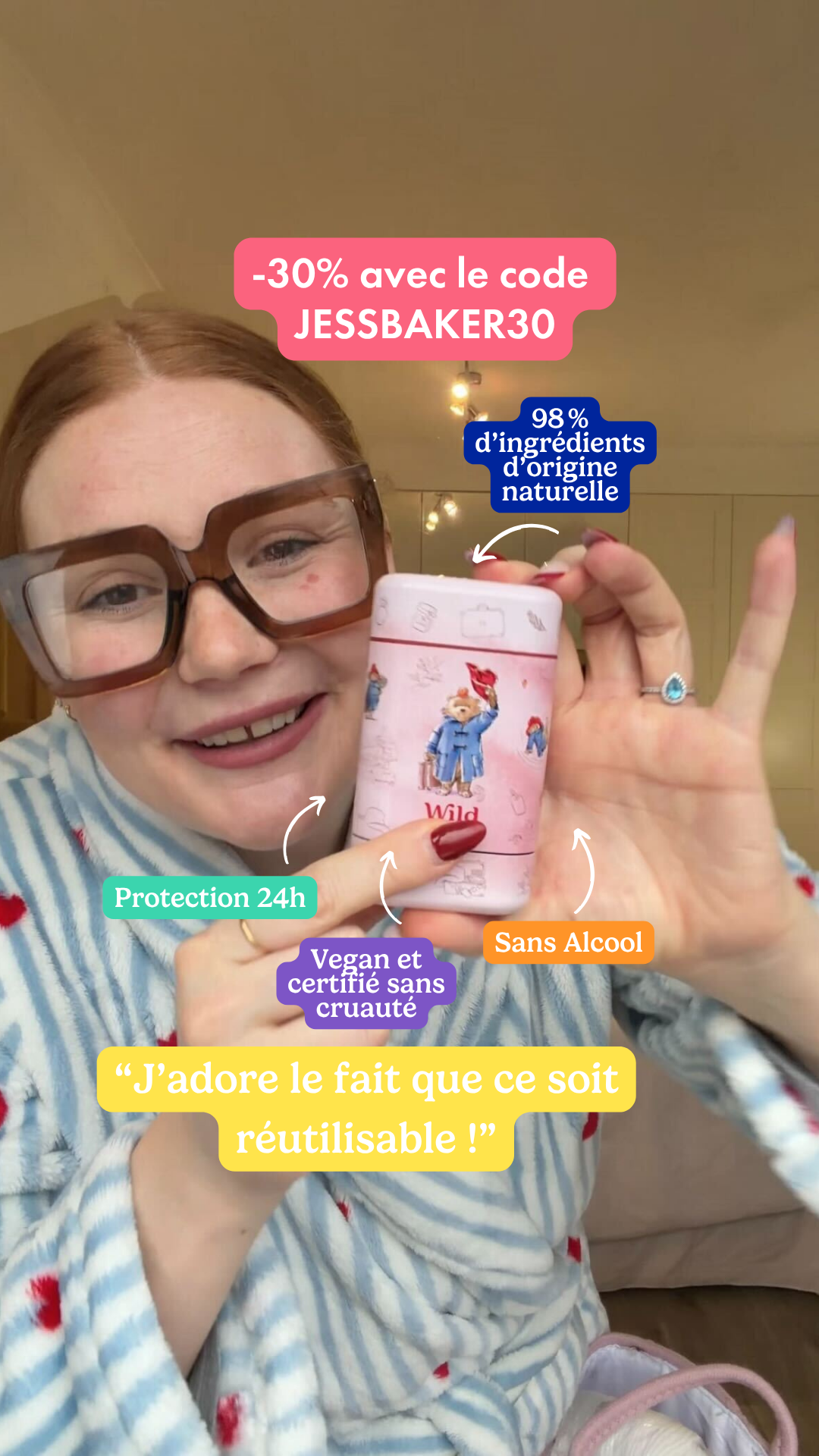 Wild Facebook ad: -30 % sur tout le site Wild avec le code JESSBAKER30