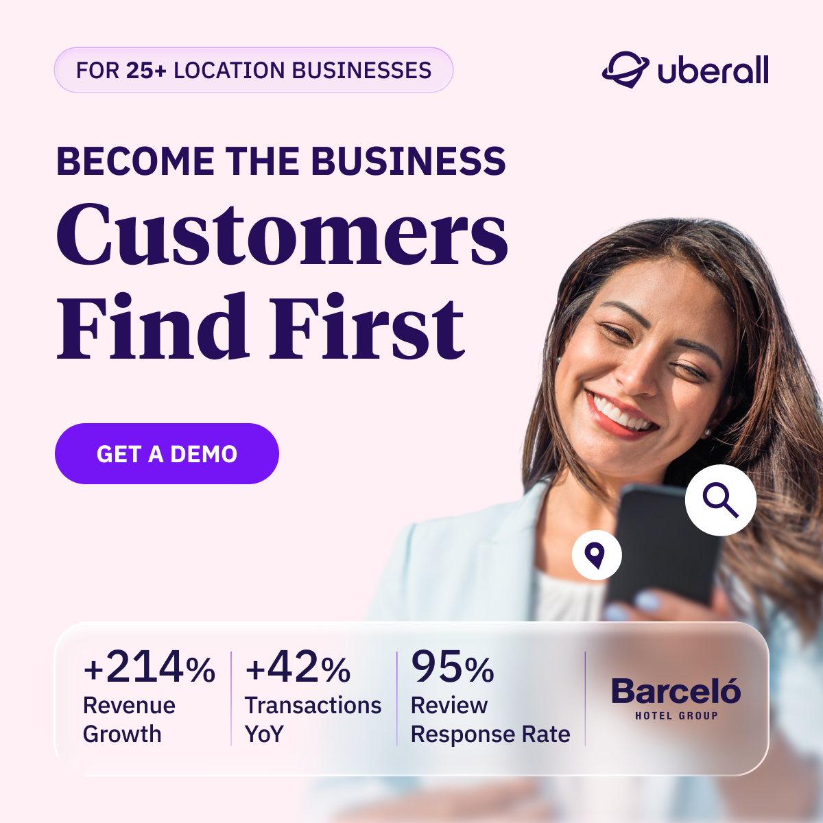 Uberall Facebook ad: Turn Local SEO into revenue with Uberall