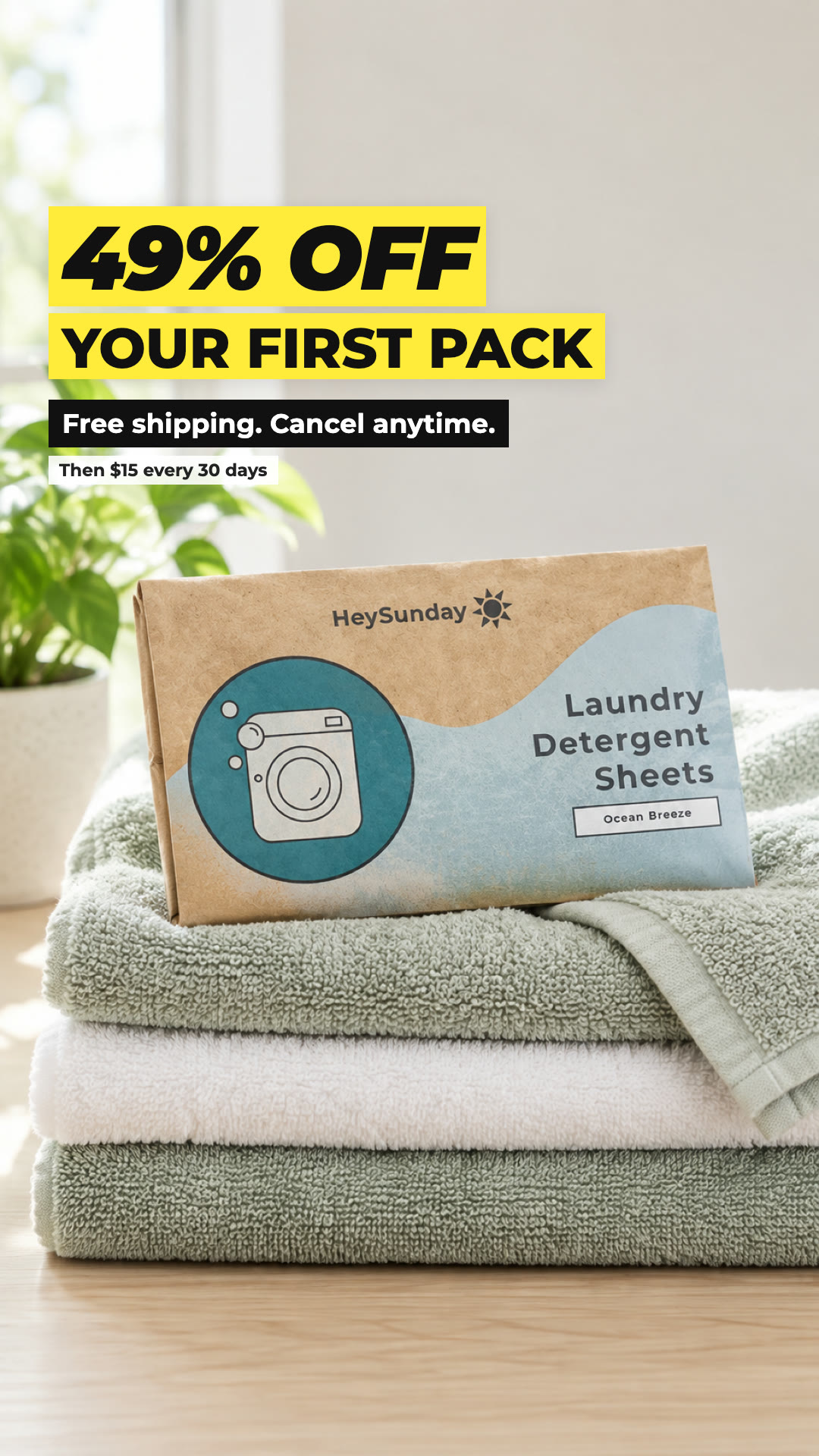 HeySunday Facebook ad: 49% Off Your First Pack