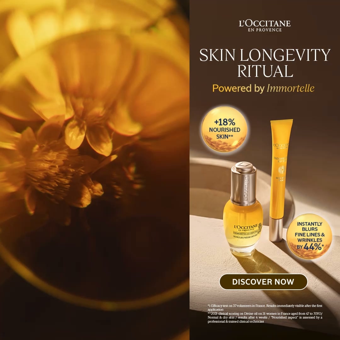 L'OCCITANE en Provence Facebook ad: Skin Longevity with Immortelle