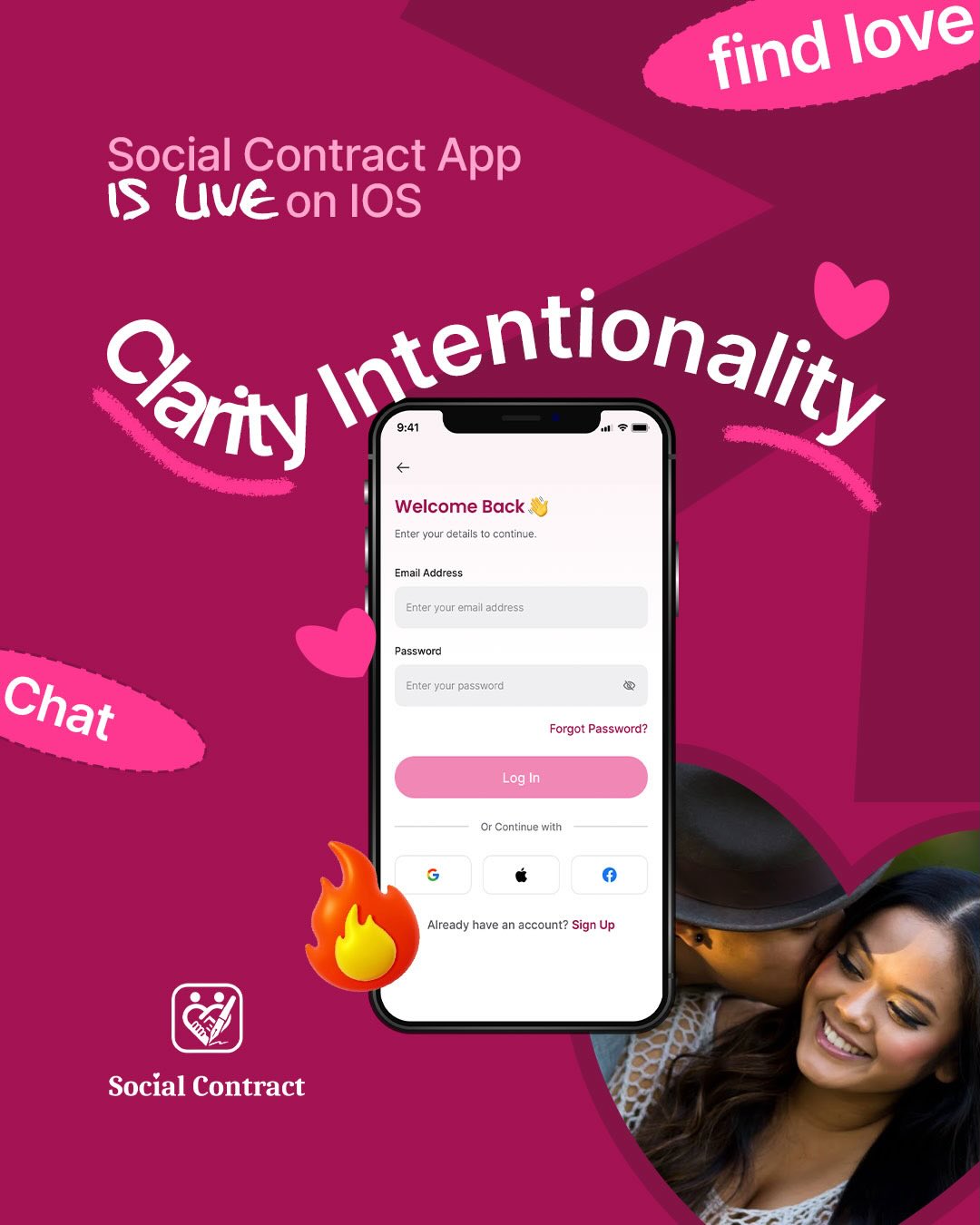 Social Contract Facebook ad: Most dating apps give you options.