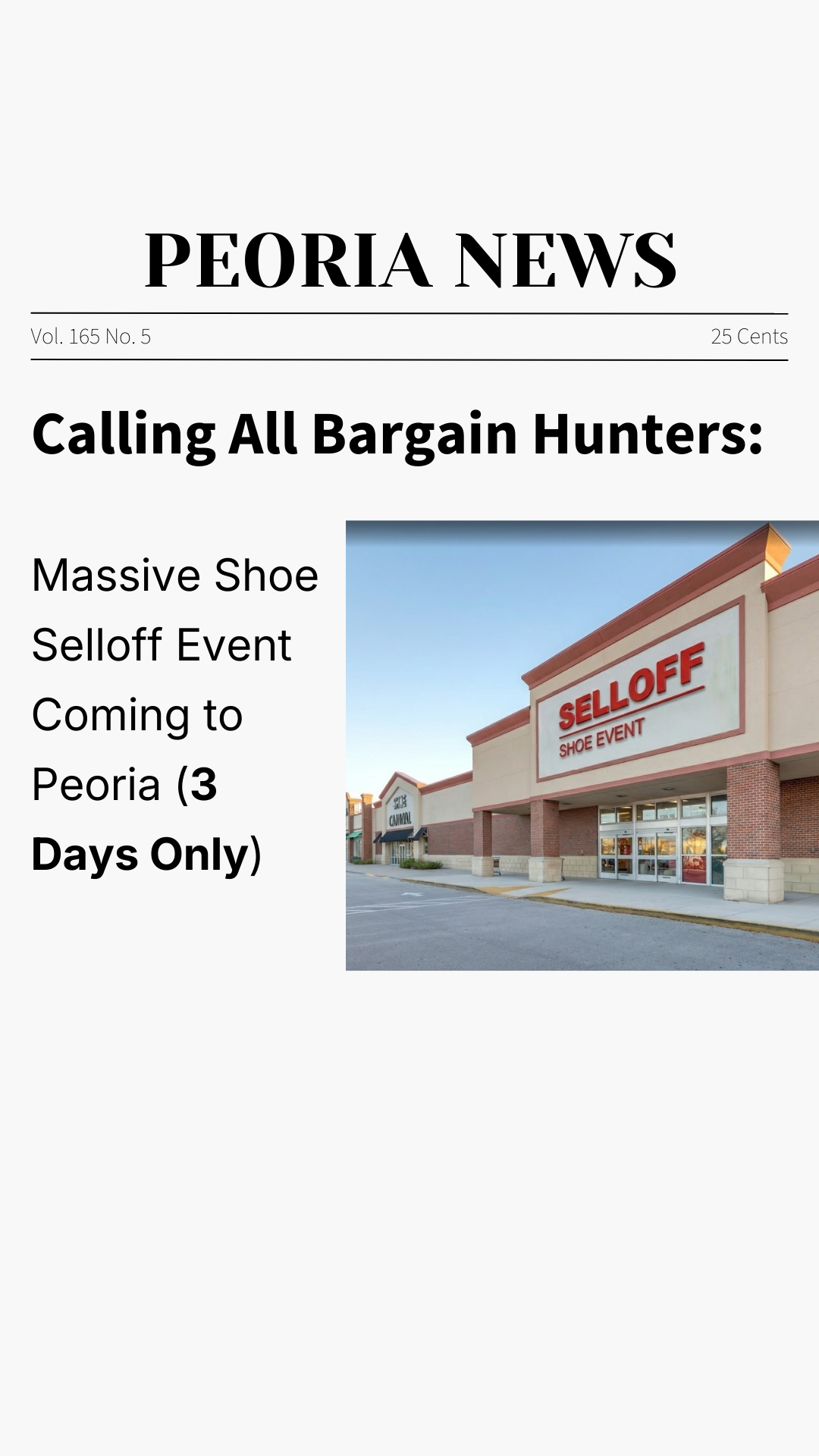 Shoe Selloff Event Facebook ad: Shoe Selloff Event | ALL Shoes $10-$30 | Peoria, AZ