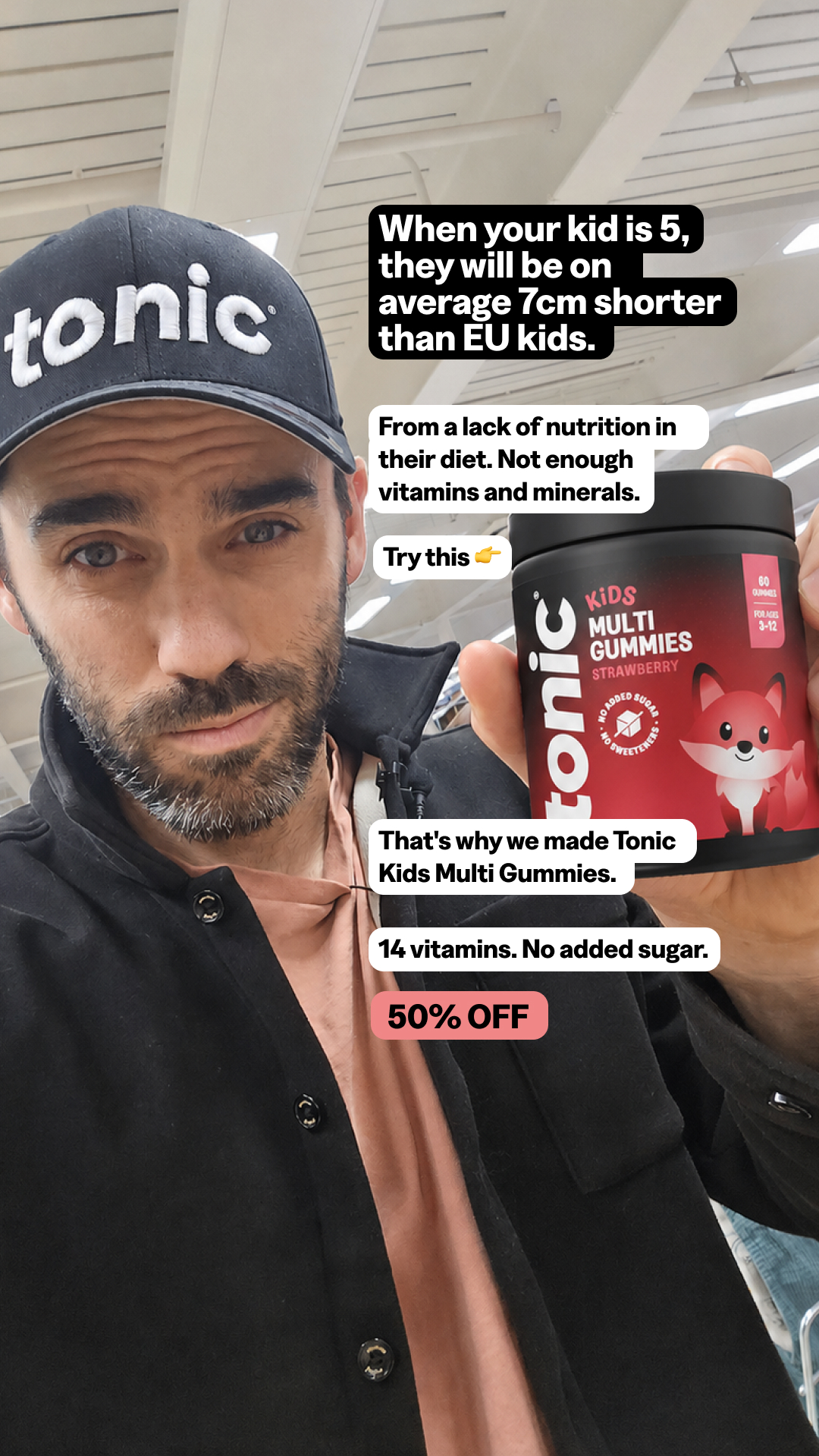 Tonic Health Facebook ad: Daily Support For Growing Bodies