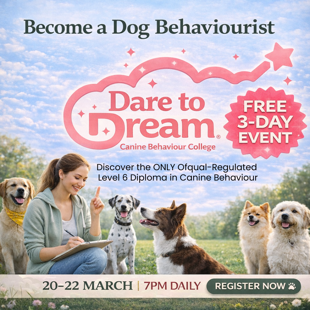 The Canine Behaviour College Facebook ad: Turn Your Passion for Dogs Into a Career