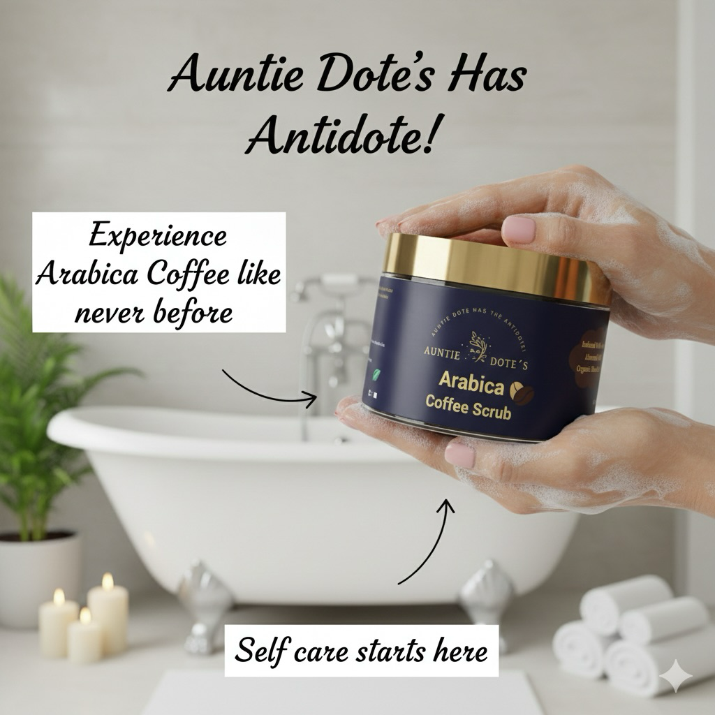 Auntie Dote's Self Care Facebook ad: Awaken Your Skin With the Power of Arabica!