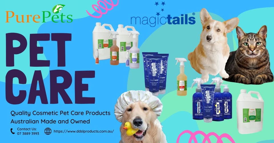 Magictails & Purepets Pet Care from DDSL Products Facebook ad: Premium grooming products for dogs, pets and horses.