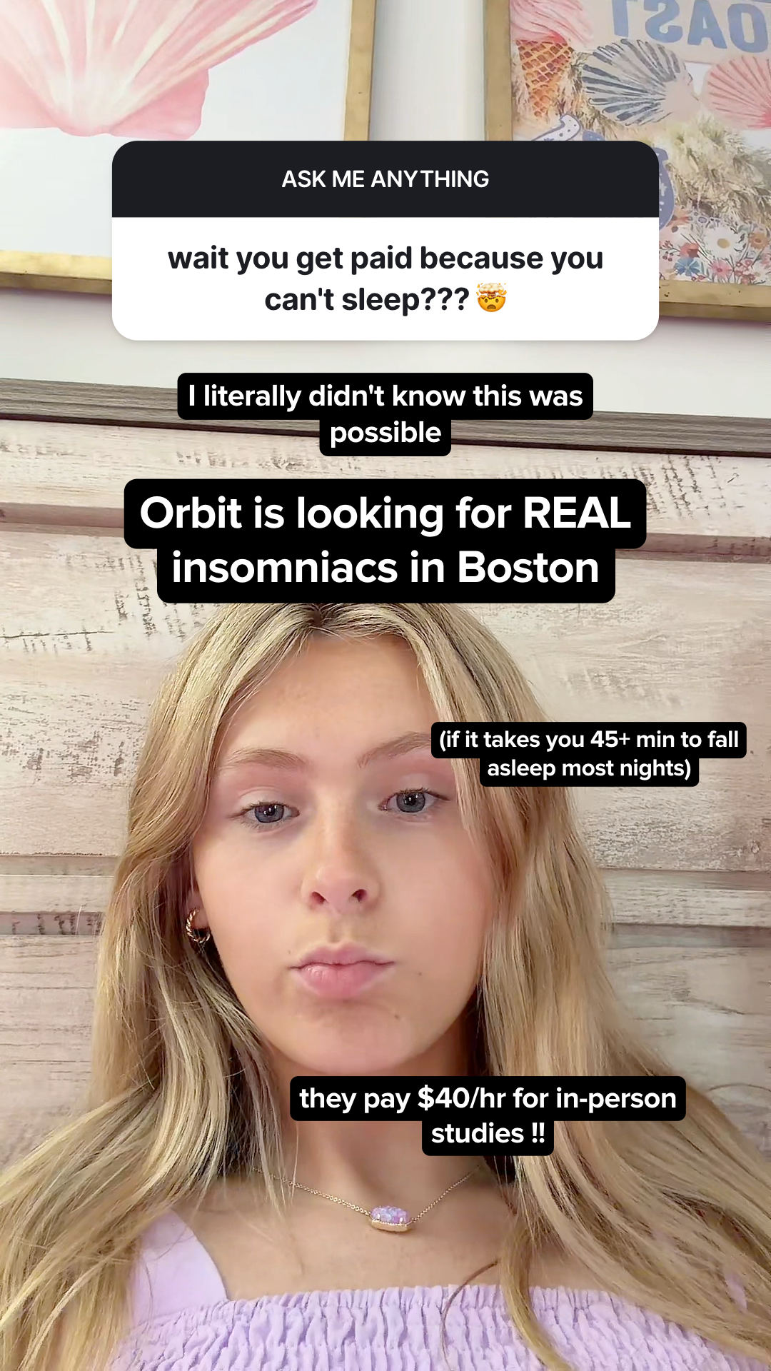 Orbit Clinical Facebook ad: Can't Fall Asleep? Get Paid $40/Hr