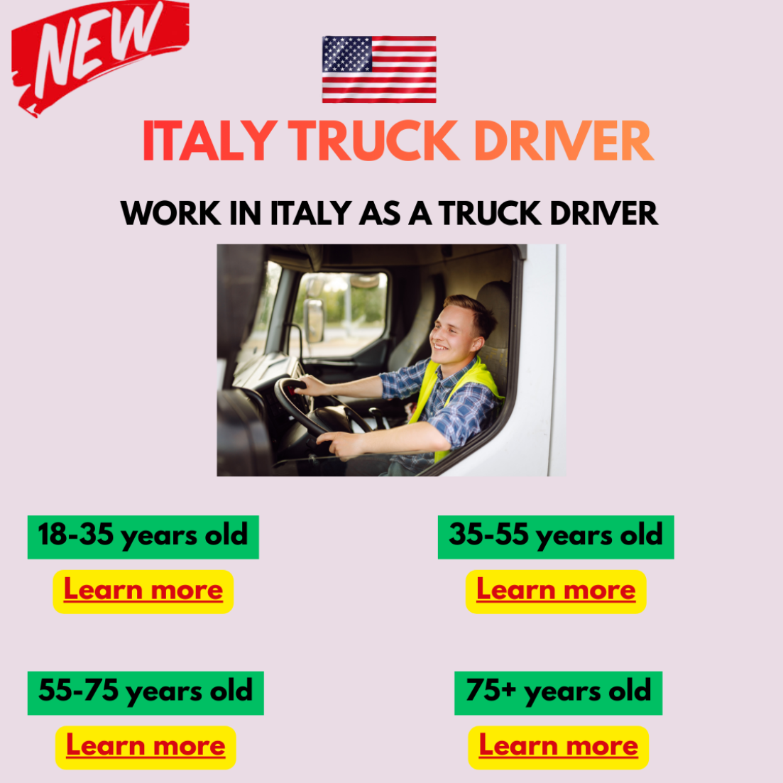 Global Job Center Facebook ad: Learn more Truck Driving jobs in Italy