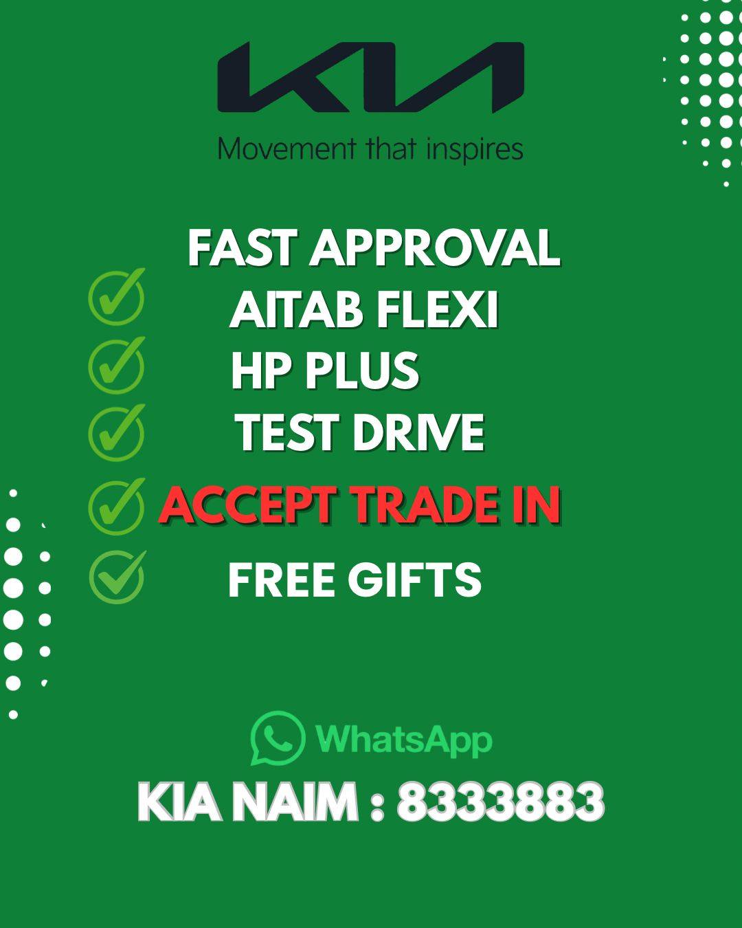 KIA Brunei NAIM Facebook ad: Promosi Hari Raya sekarang.
