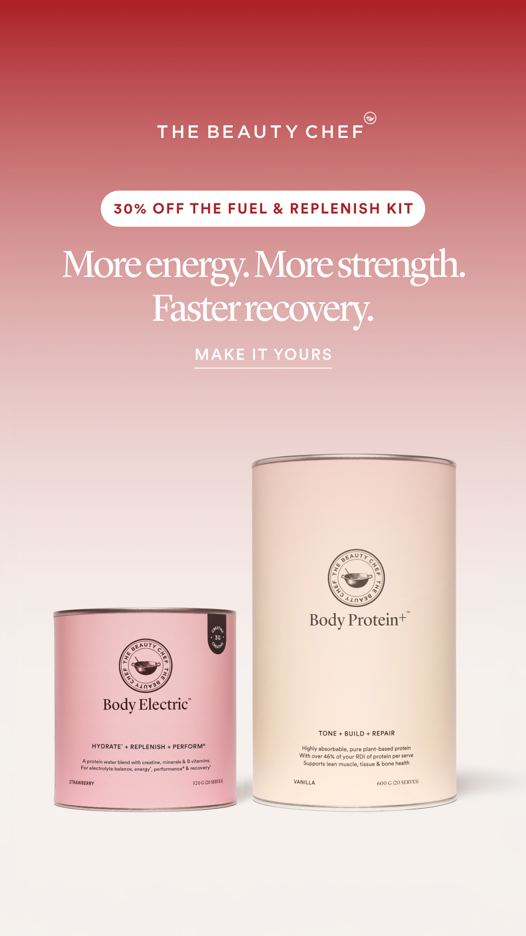 The Beauty Chef Facebook ad: 30% off The Fuel + Replenish Kit