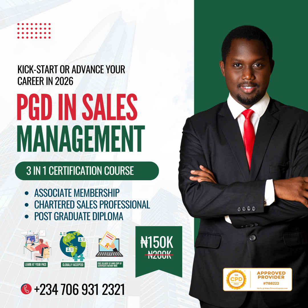 The Chartered Institute of Sales and Customer Service Management Facebook ad: Advance your career with the Sales Management and…