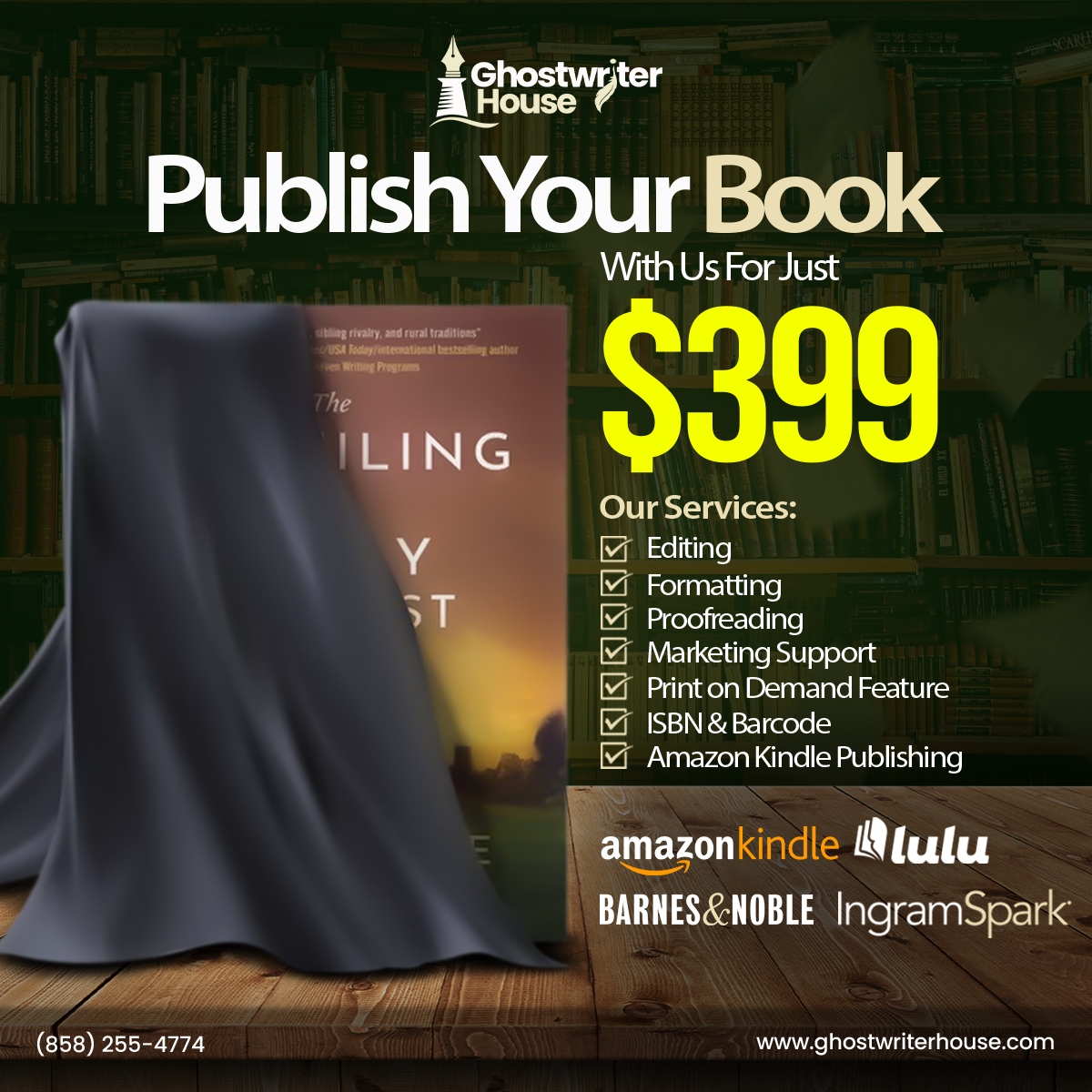 Ghostwriter House Facebook ad: For Serious Authors Only.