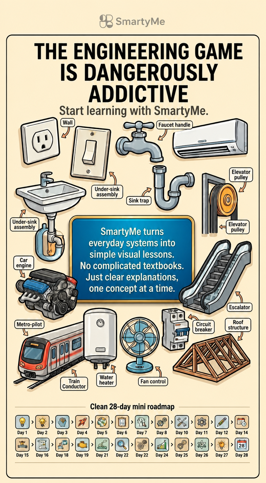 SmartyMe: Engineering Thinking Lab Facebook ad: Replace scrolling with addictive Engineering lessons