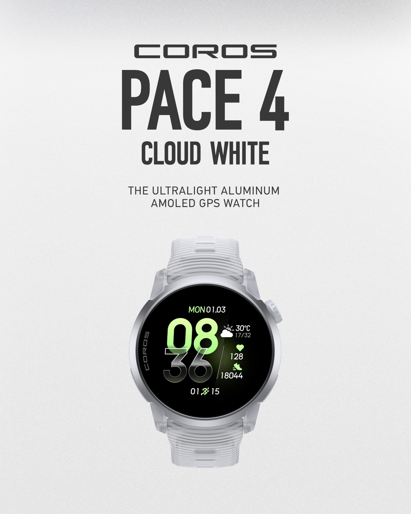 COROS Facebook ad: PACE 4 Cloud White