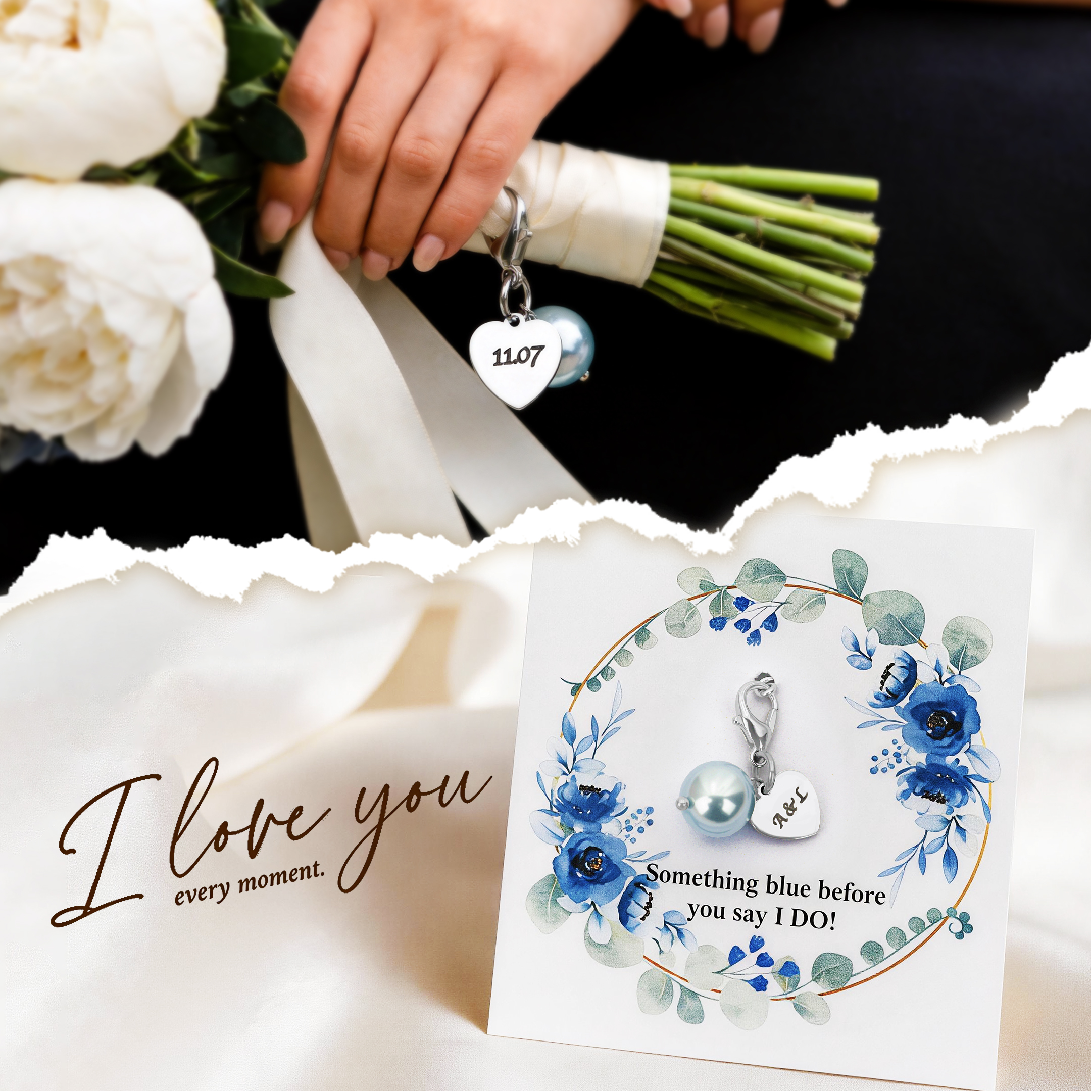 Insgifts Facebook ad: Personalized Initial Something Blue Themed Bouquet Clip…