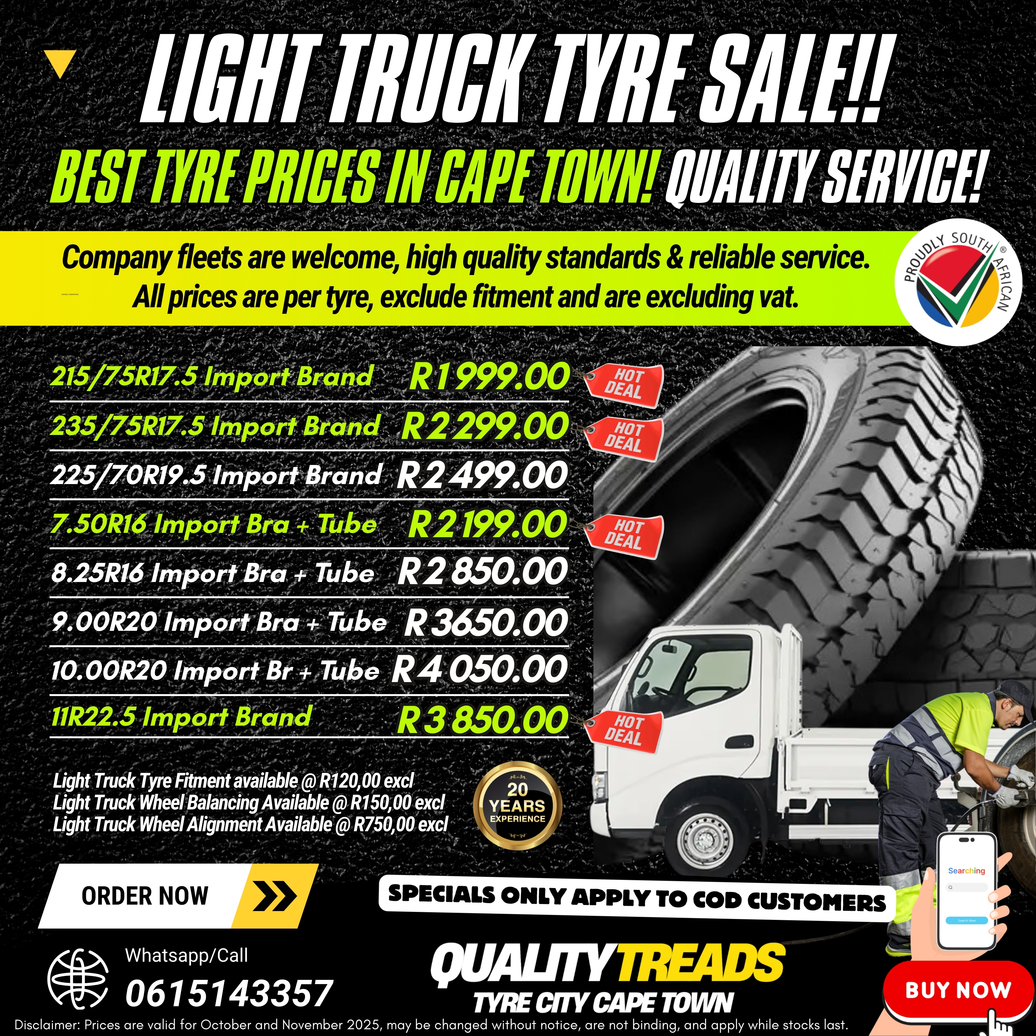 Quality Treads Truck & Passenger Tyres Facebook ad: MASSIVE TRUCK TYRE SALE, LIMITED STOCK!