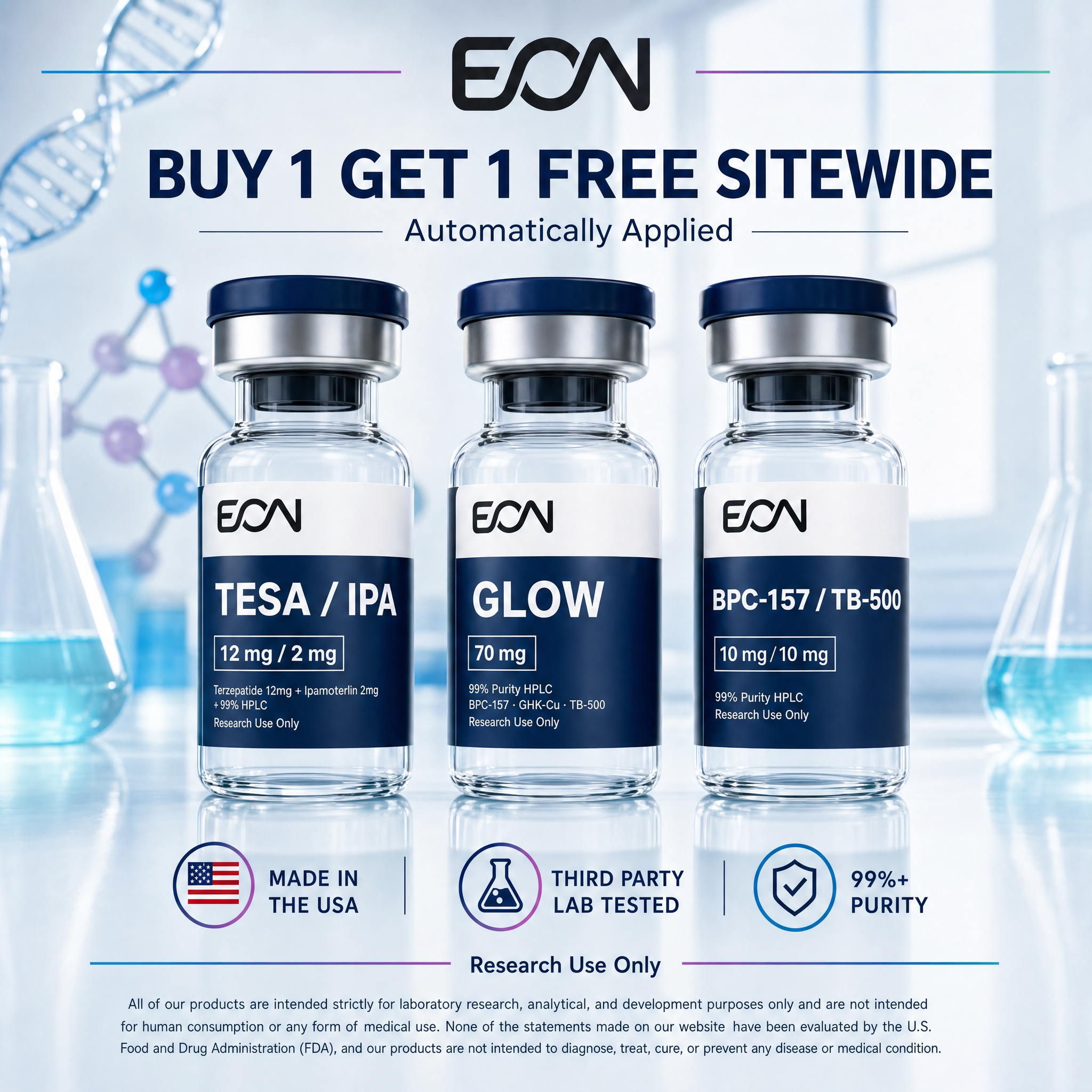 Eon Peptides Facebook ad from Aug 1, 2026