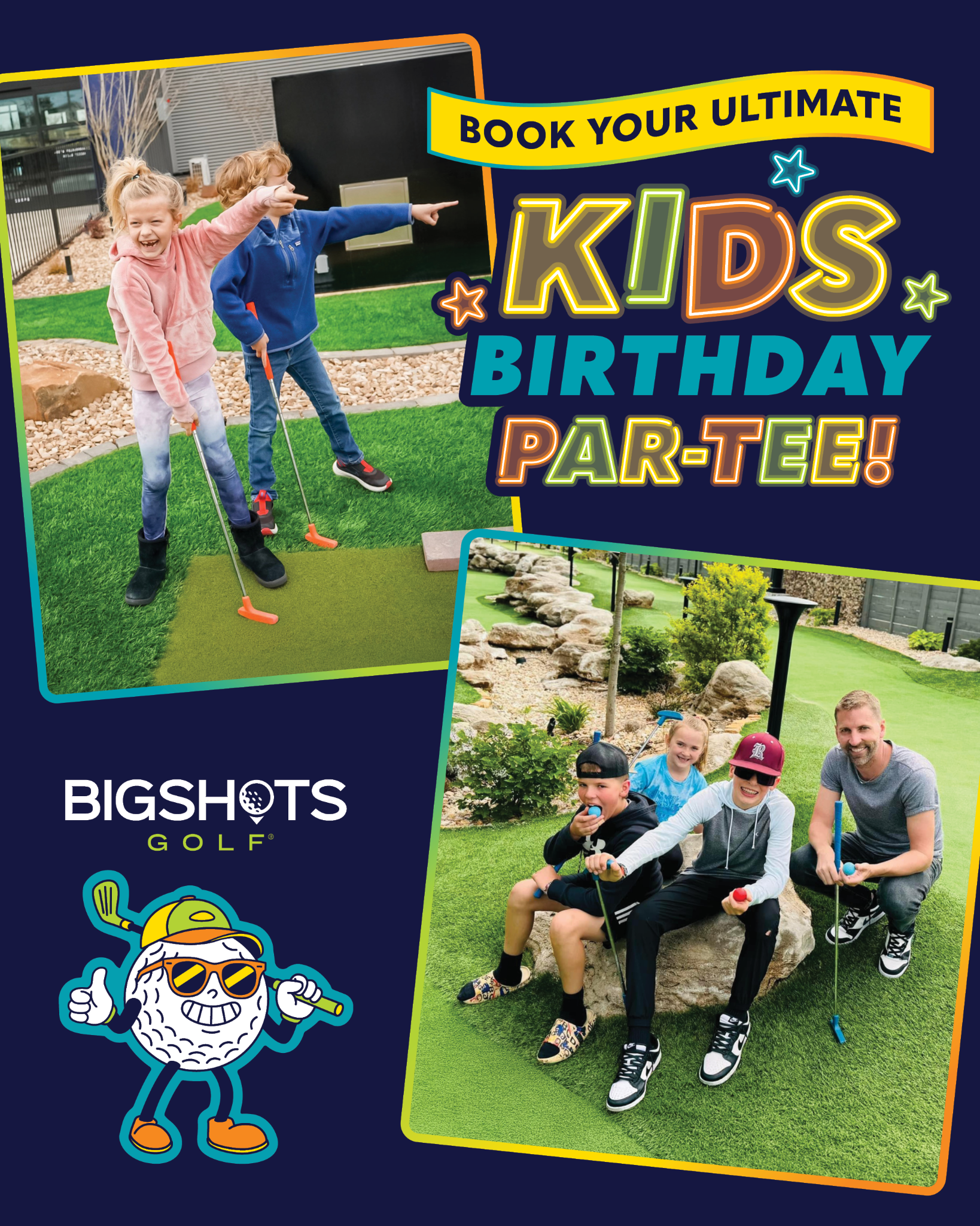BigShots Golf Springfield MO Facebook ad: Kids Birthday Parties
