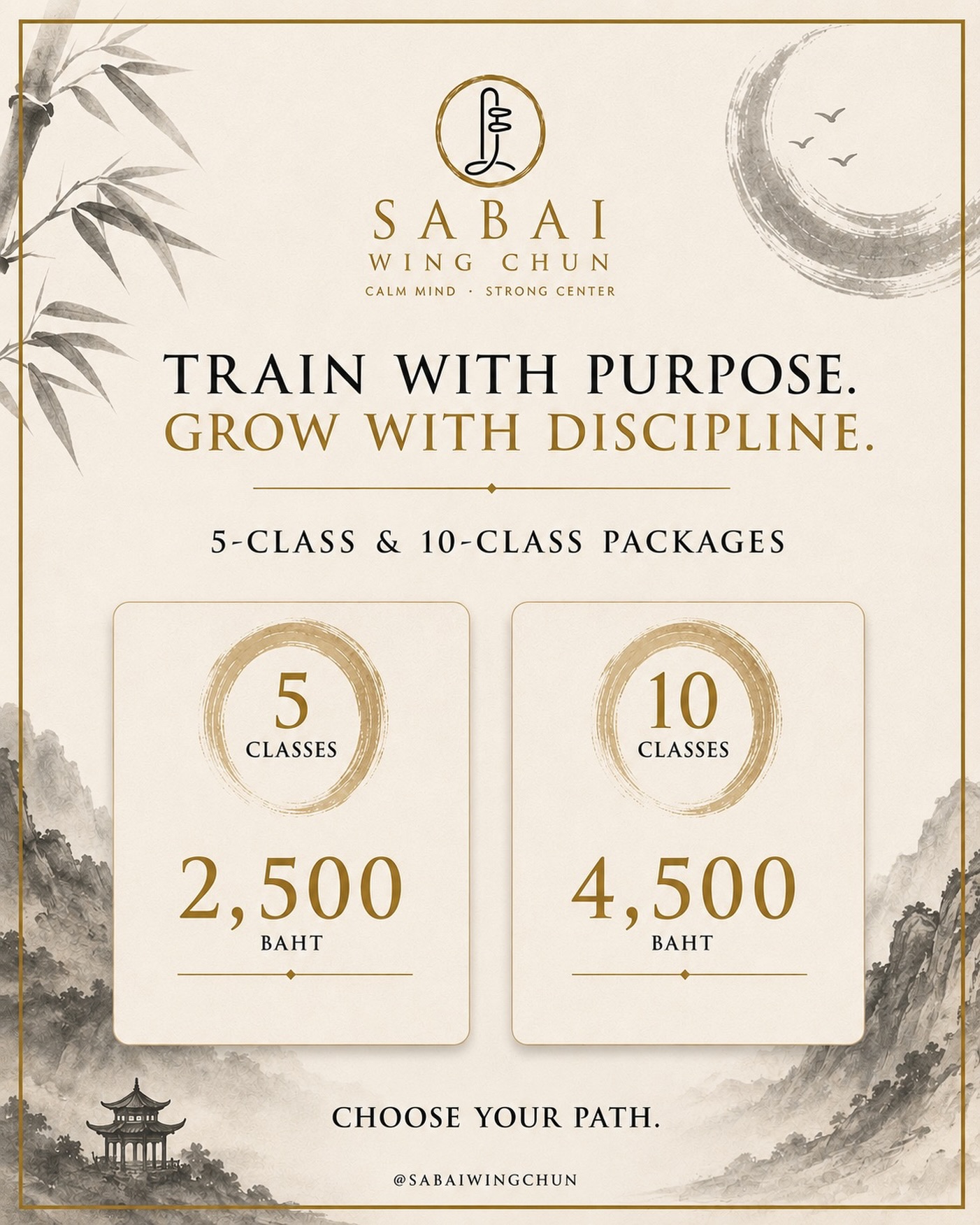 Sabai Wing Chun Facebook ad: Train with Purpose.