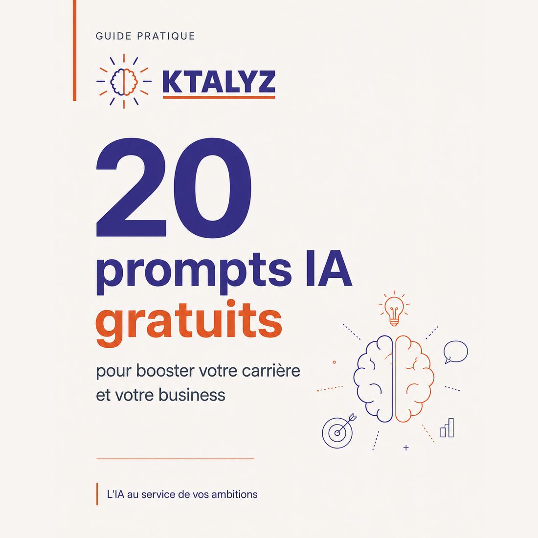 Ktalyz Shop Facebook ad: 20 prompts IA gratuits, PDF à télécharger