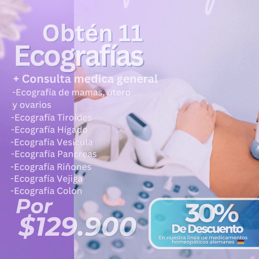 Farmacia Homeopática Alemana Vital Farme Facebook ad: 11 Ecografías + Consulta por $129.900