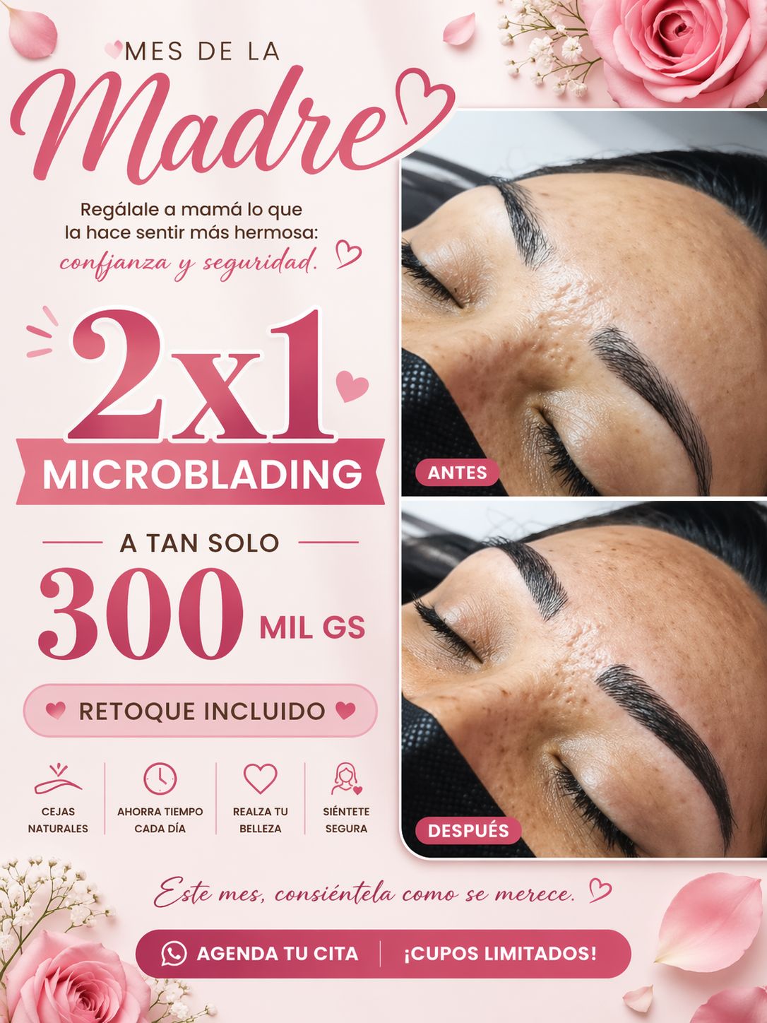 Beauty and health Facebook ad: El microblading es un procedimiento estético…