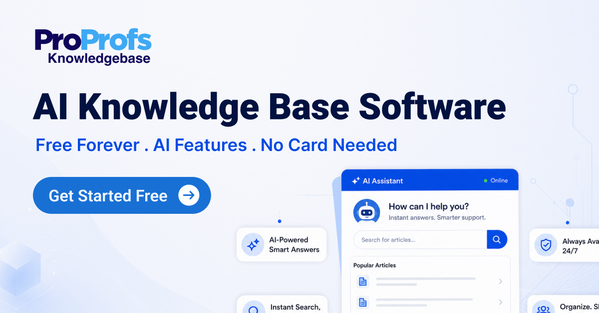 ProProfs.com Facebook ad: 100% Free Knowledge Base Software