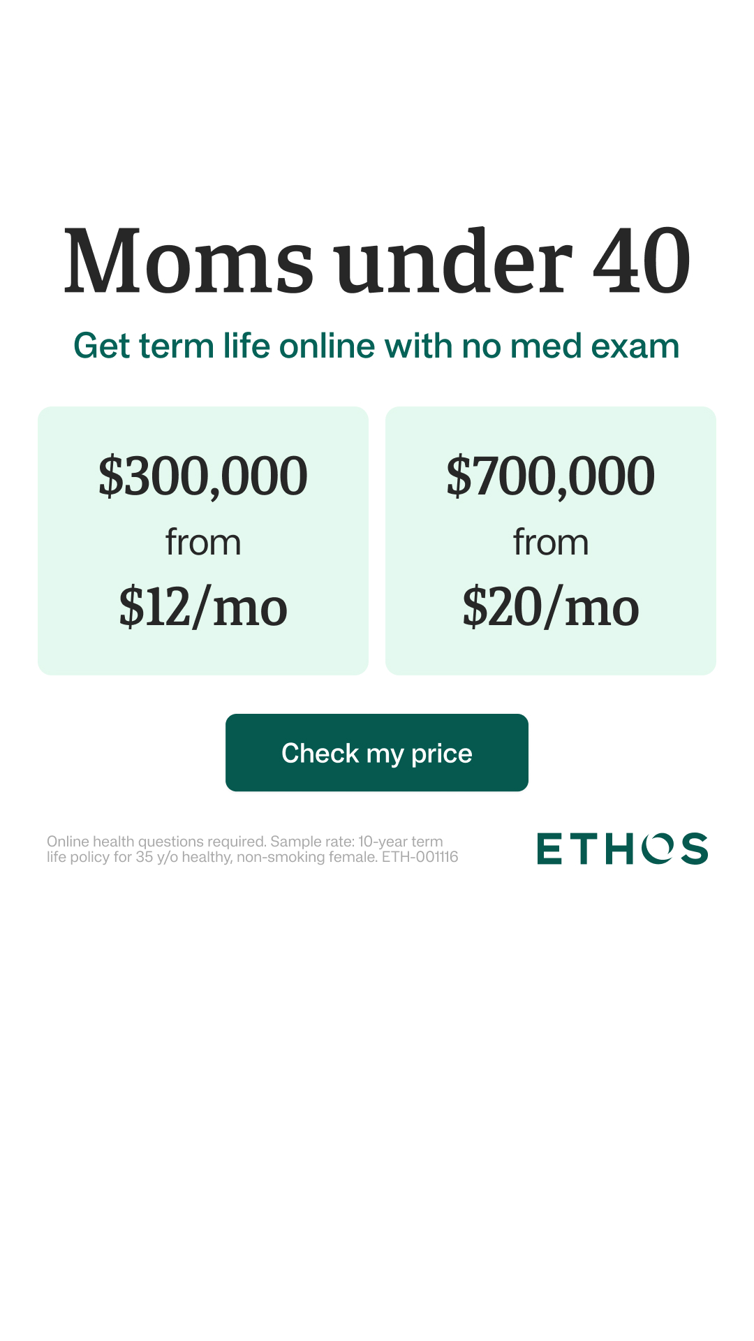 Ethos Facebook ad