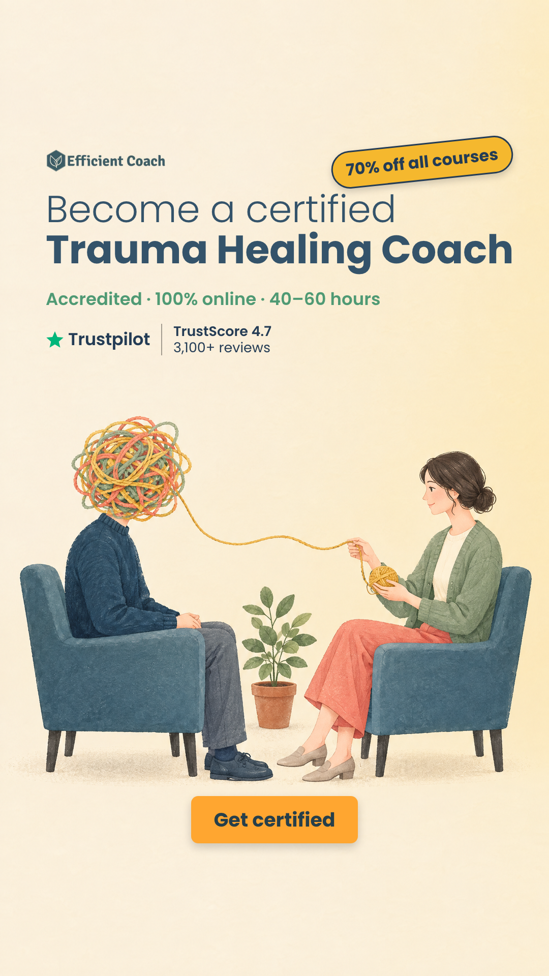Efficient Coach Facebook ad: NEW Trauma Healing Coach Certification