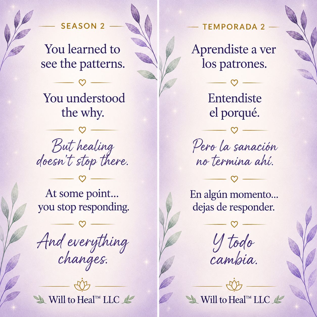 Will to Heal LLC Facebook ad: Control vs. Safety Starts Within