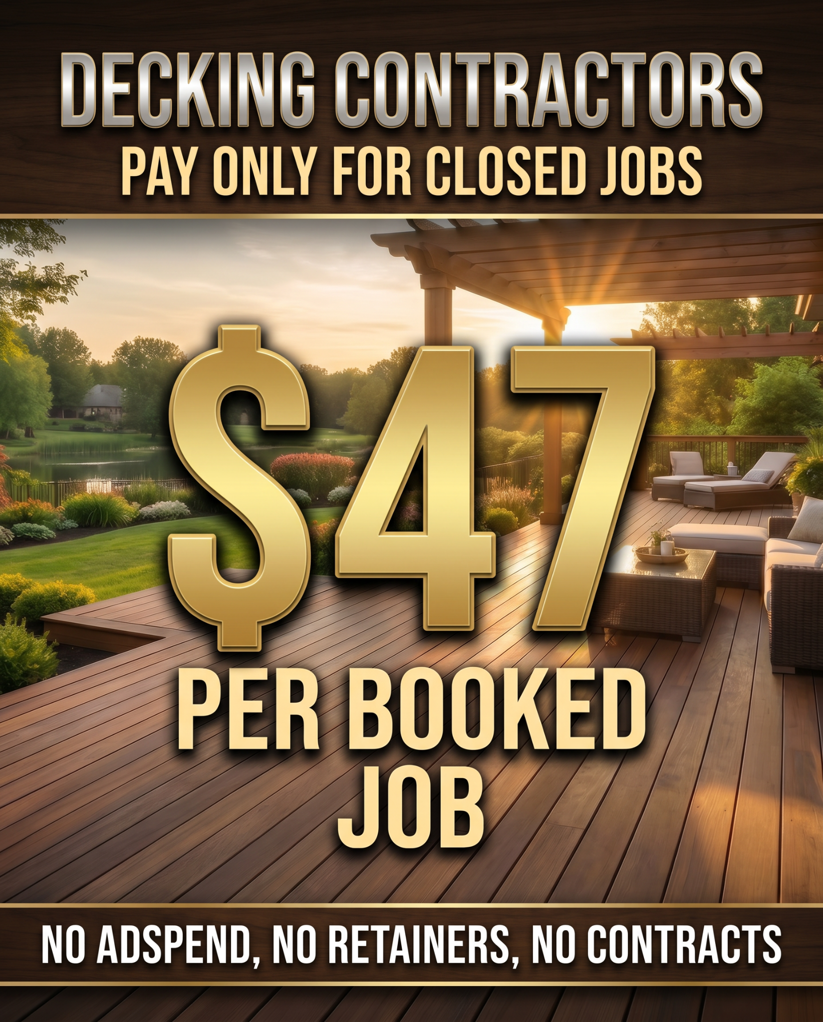 Solvers Digital Co Facebook ad: $47 PER DECK JOB