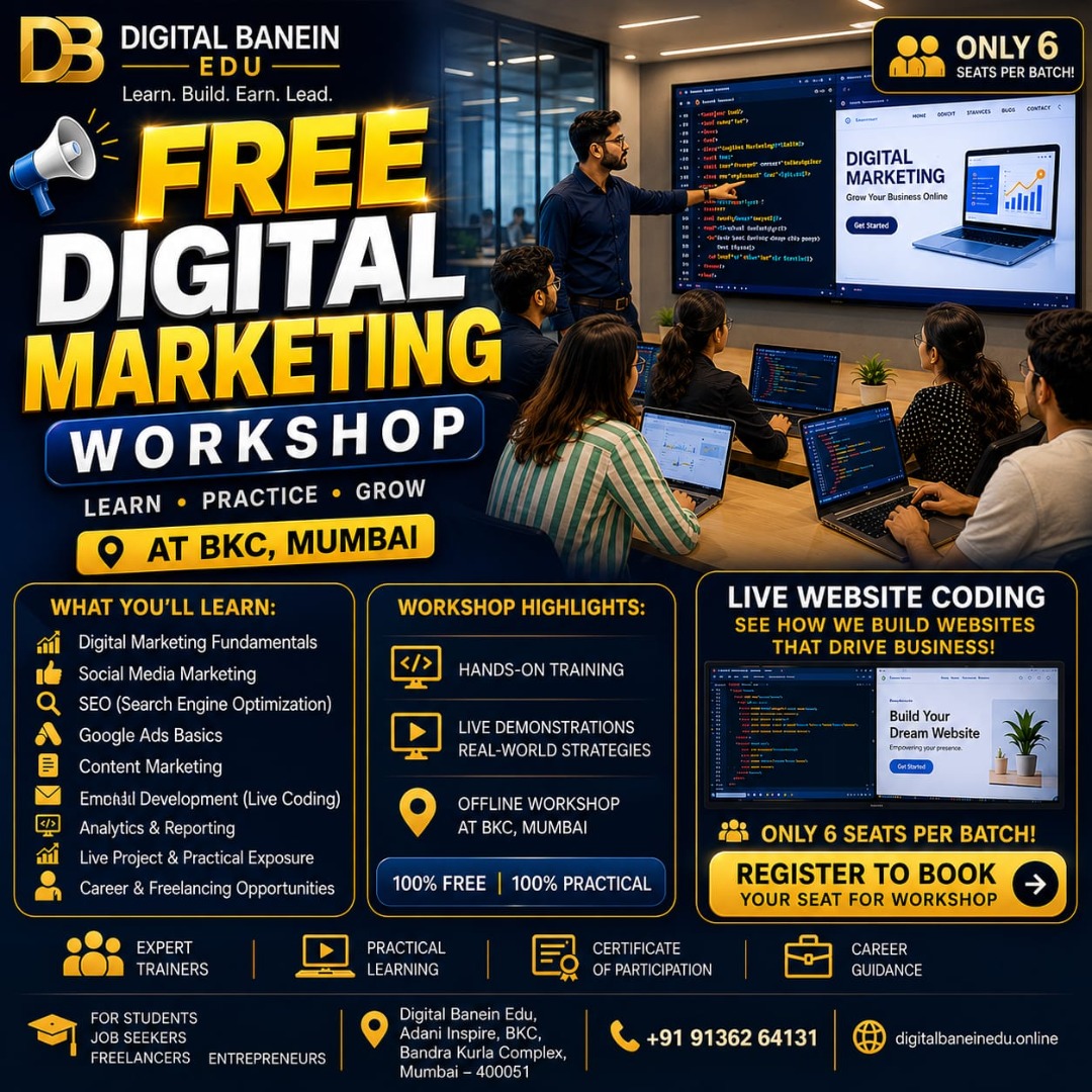 db_academy26 Facebook ad: FREE DIGITAL MARKETING WORKSHOP IN BKC, MUMBAI