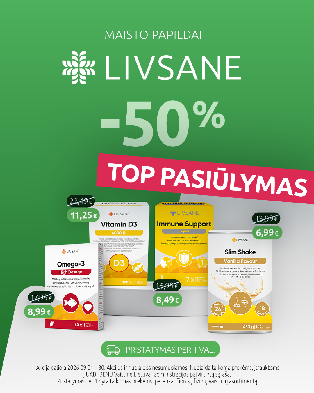 BENU Vaistinė Facebook ad: Apsipirk benu.lt