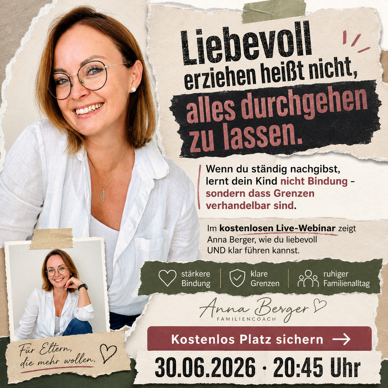 Familyflow Anna Berger Facebook ad: Live am 30.06 teilnehmen